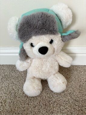 NWOT Aurora - Large White Holiday - 10" Baby Bear Benny - Festive Stuffed Animal